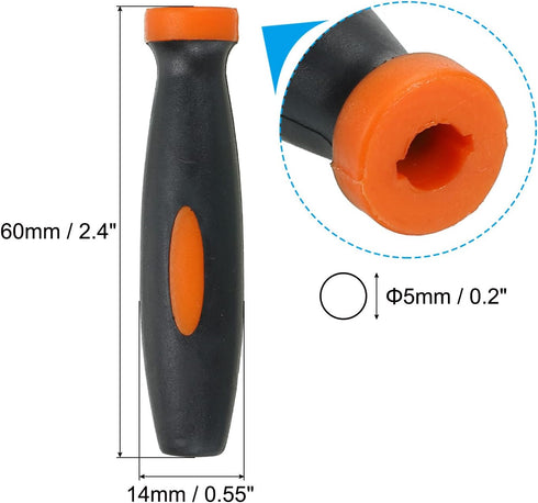 PATIKIL 2.4 Inch Rubber File Handle, 10 Pack File Cutting Tool File Round Handle Replacement Accessories for 0.2" Diameter Round Handle File, Orange Black by PATIKIL