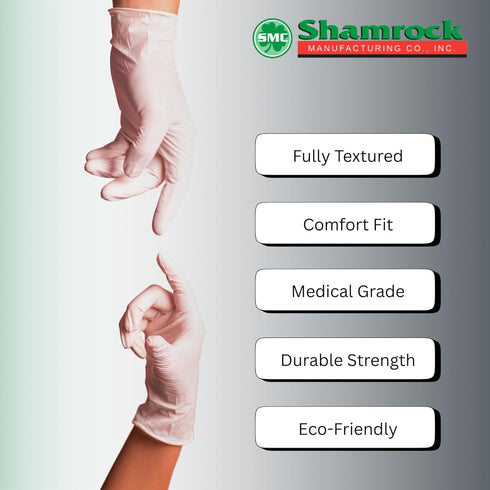 Shamrock 10111 Latex Exam Gloves, Small, 5 Mil, Powder-Free, Full Textured, Disposable, Medical & Food Safe