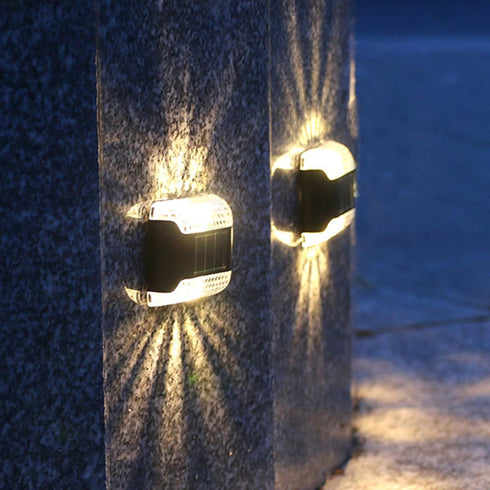 2pcs UKCOCO Solar Wall Sconce Lights Outdoor Waterproof Warm Light Solar Deck and Step for Patio Garden Fence Yard