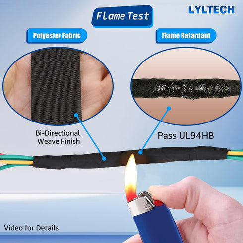 Wire Harness Tape, 7 Rolls Polyester Fabric Flame Retardant, Wiring Loom Harness Electrical Tape, Each Roll 3/4 inch x