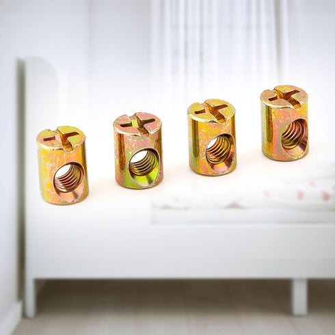 UOMIO 4 M6 100514 PCS Spring Loaded Barrel Nuts, Slotted Barrel Nut Cross Dowels, Replacement Screws Cross Dowel Barrel