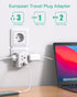 European Travel Plug Adapter with USB Charging Ports(1 USB C), International Type C Power Adapter for US to Most of Europe EU Italy France Spain Germany Greece