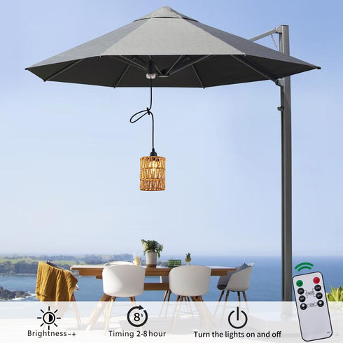 SIJINCHEN Bulb, 4*AA Battery Operated Chandelier with Remote, Outdoor Hanging Pendant Light with Warm White Boho