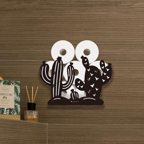 8 WADORN Cactus Toilet Paper Holder, Metal Cactus Plant Wall Mounted Toilet Paper Storage for Extra Rolls Funny Toilet
