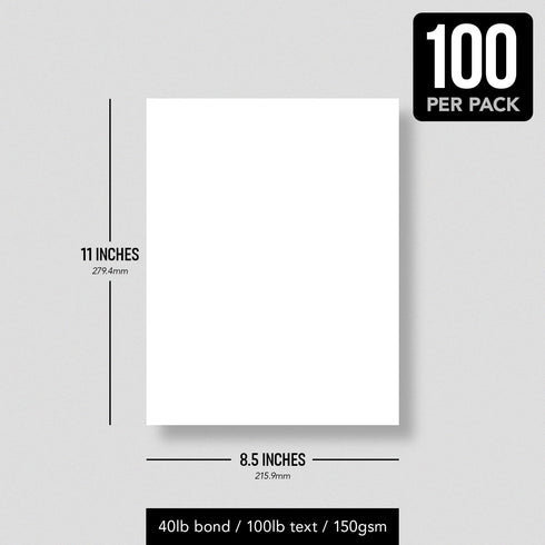 8.5 11 100lb (40lb 100 Pack Bright White Paper - Multipurpose Office Print Writing Copy - Flyers, Posters, Design
