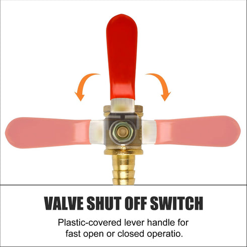 GASHER 3PCS 3/8 Inch Heavy Duty Brass Ball Valve Hose Barb with 180 Degree Operation Handle