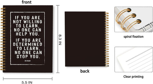 ZIG ZIGLAR Quote Lined Hardcover College Ruled Spiral Notebook Journal for Work Notes, Journaling 5.5×8.3 Inch,