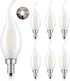 CRLight 2W 4000K LED Candelabra Bulb, 25W Equivalent, E12 Chandelier Dimmable, 6 Pack