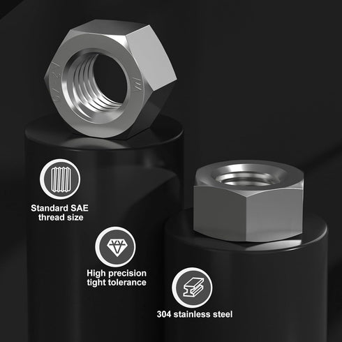 VGBUY 10pcs 5/8-11 304 18-8 5/8 11 inch, (VG01302) Hex Nuts, Stainless Steel External Hex nut SAE Hex Machine Screw