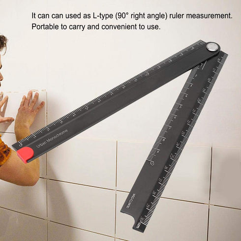 Folding Ruler, Aluminum Alloy 0-300mm Measurement Range Simple Angle Measurement Ruler for Artists