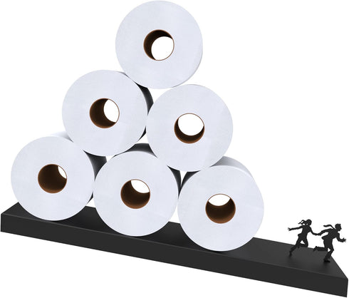 Artori Floating Toilet Paper Shelf Storage - Bathroom Wall Decorations, Tilted Wall Toilet Paper Holder, Mounted Toilet