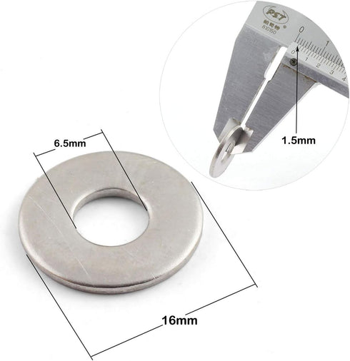 24pcs M6 304 Stainless Steel Flat Washer, Adjustment Hardware Fitting Accessories for Bolts & Screws