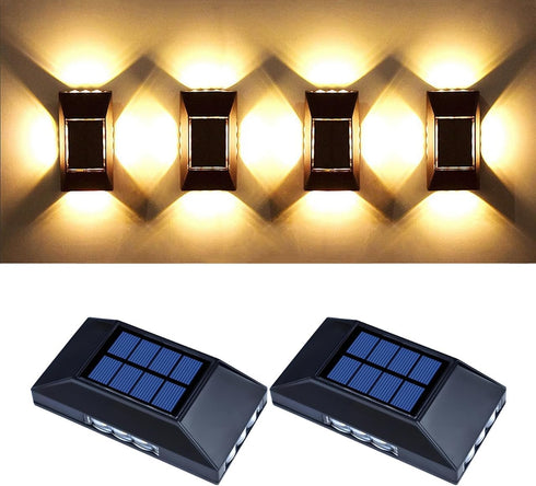 Solar Wall Lights Outdoor, Waterproof LED Fence Lights with Multiple Modes &