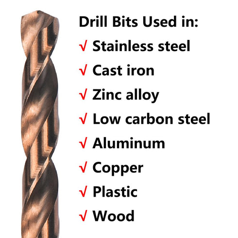 Cobalt Extra Long Drill Bits Set, 5PCS M35 High Speed Steel Extension Drill Bit for Deep Hole Drilling