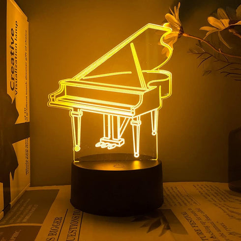 Jinnwell 3D 16 Piano Night Light Lamp Illusion Color Changing Table Desk Decoration Lamps Acrylic Flat ABS Base USB