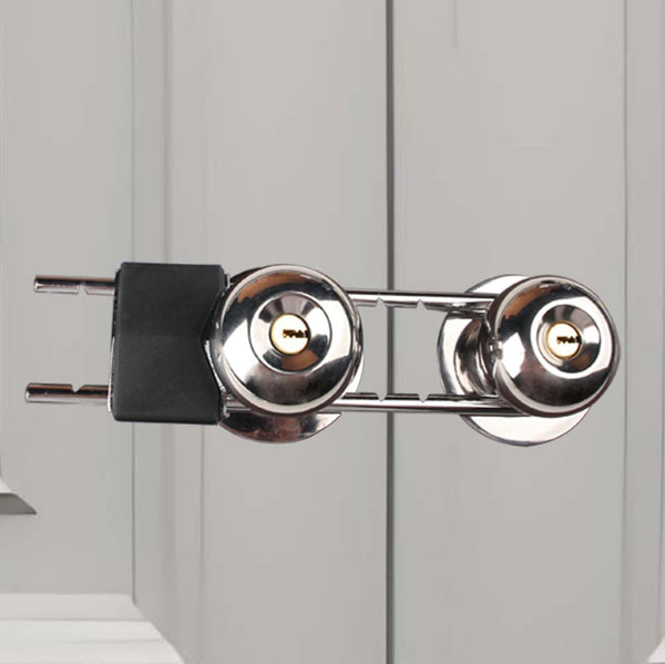 ROZEKEAN French Door Lock, Door Security Bar, Double Door Locking Device, Keyed Extra