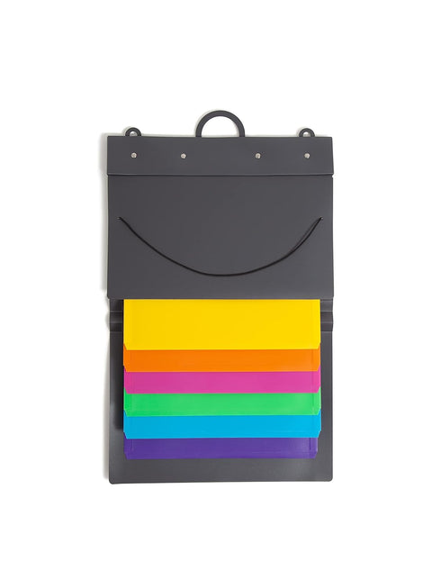 Smead Cascading Wall Organizer, 6 Removable Folder Pockets, Letter Size, Gray/Bright Pockets (92060)