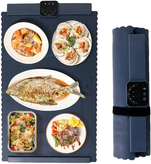 Puur House 6 5h Electric Warming Mat for Food Foldable Food Warmer Tray with Graphene Heating, Temp Levels & Timer |