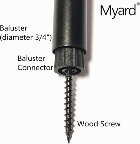 3/4" Baluster Connectors, 50pcs for 25 Round Balusters with Stainless Steel Screws, No Drilling