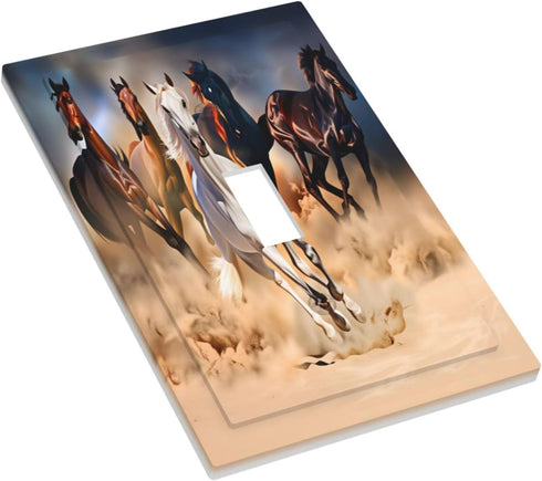 HTSAHKV 3 5 Inch Horse Running Wall Plate Light Switch Cover Single Gang Outlet Faceplate Print Plate Cover X