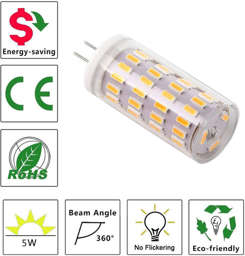 G4 LED Bulb 12V 5W: Bi-Pin Base Light Bulb, 40W Halogen Equivalent, Warm White 3000K, Not Dimmable, for Home and