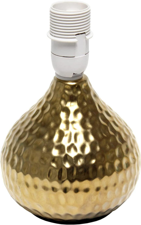 Simple Designs LT2073-GDW Mini Hammered Texture Gold Drip Table Lamp with White Shade
