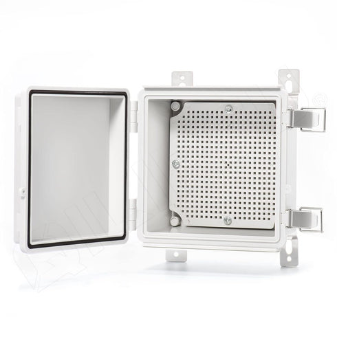 QILIPSU Hinged Cover Junction Box, 150x150x90mm, Stainless Steel Latch, IP67 Waterproof DIY Electrical Enclosure, Grey