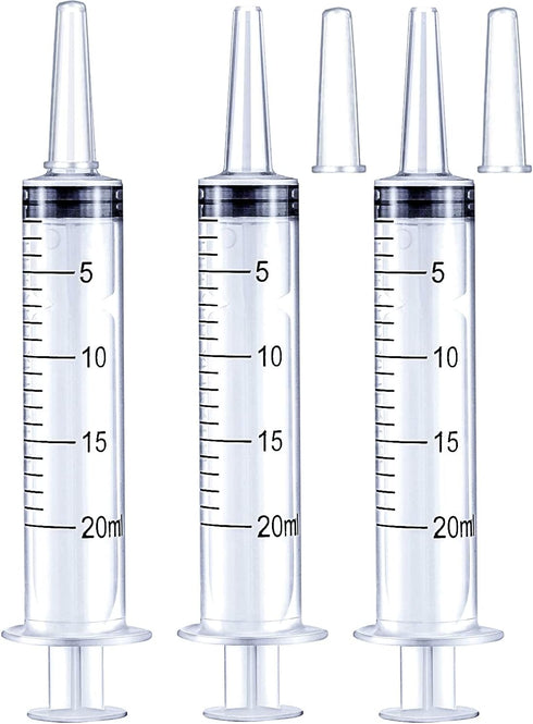 20ml Syringe for Liquid, Oral, Scientific Labs, Measurement, Dispensing, 3 Pack with Cap
