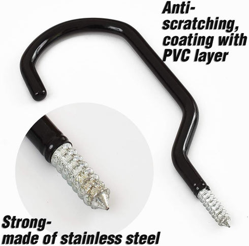 Extra Large Mountain Bike Storage Hook Set, 8 Inches Heavy Duty Garage Hook Set, Pack of 2