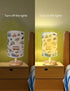 Lamp,3 Dimmable Kids Lamps for Bedrooms Boys,Car Level Wood Nightstand Desk Base Flaxen Fabric Shade for Bedroom Living
