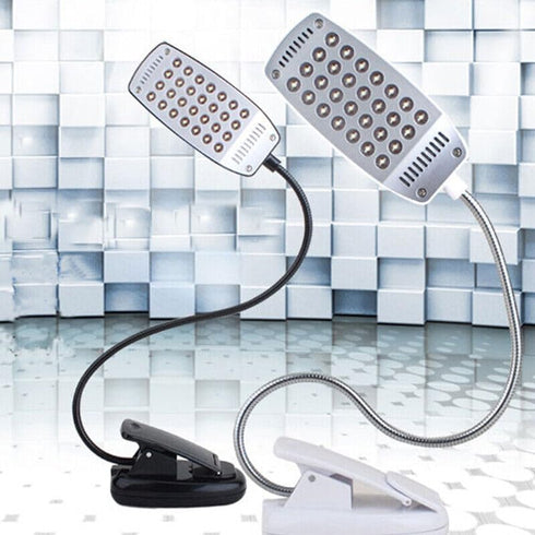 anso 28 Flexible USB Battery Power LED Light Clip-on Bedside Table Light Goose Neck Desk Lamp (White)