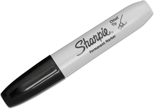 Sanford Sharpie 38201 Permanent Marker 5.3mm Chisel Tip Black Dozen