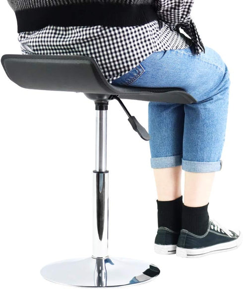 FURWOO Counter Short Square PU Leather Office Chair Height Adjustable Mini Stool for SPA Salon Stool Small Black