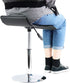 FURWOO Counter Short Square PU Leather Office Chair Height Adjustable Mini Stool for SPA Salon Stool Small Black