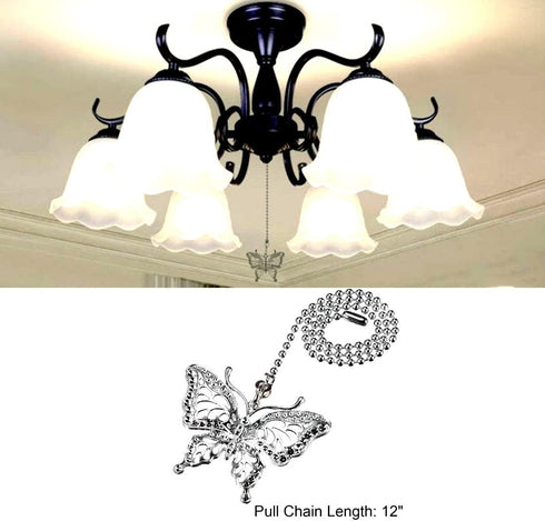 Set,Decorative Extension,12 Inches 2Pcs Silver Ceiling Fan Pull Chain Fan Pull Chain Pendant Lighting And Fan Beaded