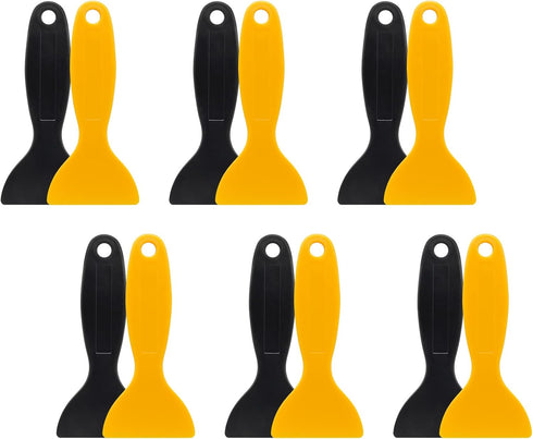 12pcs Plastic Spatula Scraper, Putty Scraper Air Bubble Remover, Paint Scraper Cleaner for Decal, Grout Removal (Black,