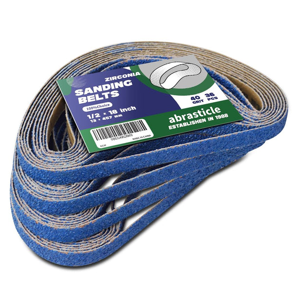 1/2" x 18" Zirconia Sanding Belts for Metal, 36 PCS 40 Grits Sand Paper, Perfect for Knife Blade Sharpening and