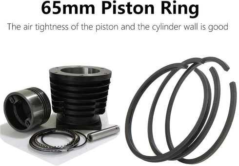 3Pcs Piston Ring, Air Compressor Piston Ring Pneumatic Drive Airtight for 55mm Cylinder Diameter