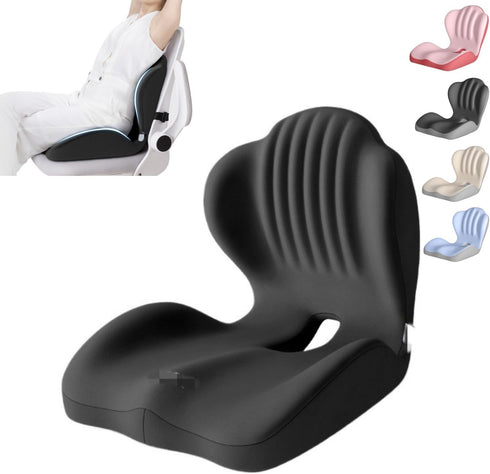 Generic 2-in-1 Back and Seat Cushion with Lumbar Support,Memory Foam L-Shaped Integrated Seat