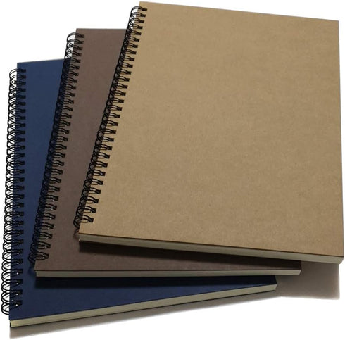 Spiral Notebook/Spiral Journal, B5 Hard Kraft Cover, 70 Sheets (140 Pages), 10.5" x 7.3", 3 Notebooks Per Pack