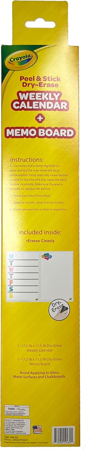 Large Dry Erase Weekly Calendar + Memo Board, Whiteboard for Home, School Classrooms, or Office Use