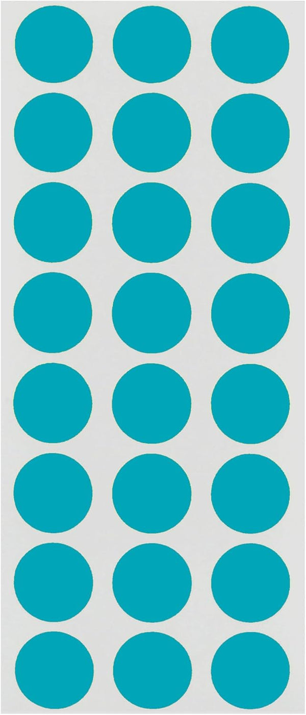 ChromaLabel 0.50 Inch Round Removable Color Code Dot Stickers, 1200 Pack, Teal