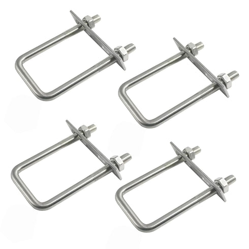 4 Sets 304 Stainless Steel Square U-Bolts, 1-3/8"(35mm) Inner Width, Accessories for Automobiles Trailer, Boat
