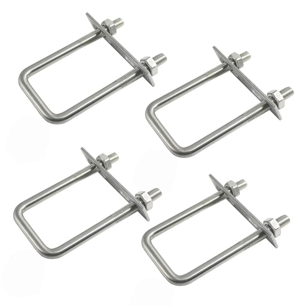 4 Sets 304 Stainless Steel Square U-Bolts, 1-3/8"(35mm) Inner Width, Accessories for Automobiles Trailer, Boat