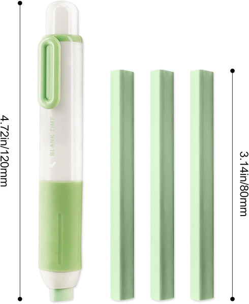 M&G 9+3 Pack Retractable Eraser Pen, 3 Pcs Cute Rubber Eraser Pens with 9 Refill, Art Erasers for Kids