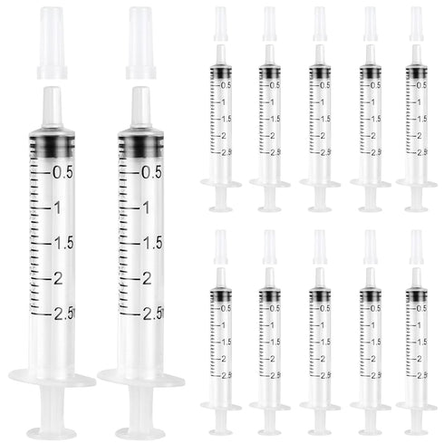 24 Pack 2.5ml Plastic Syringe with Cap, Sterile Individually Sealed for Labs and Pets