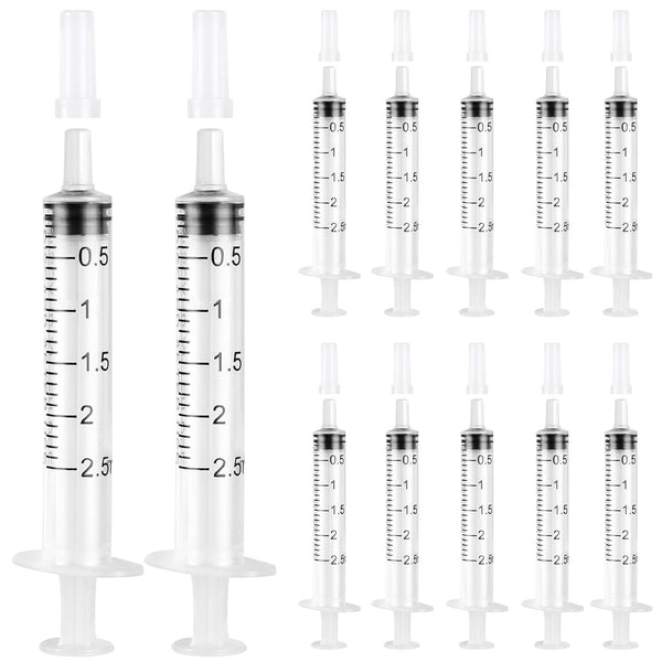 24 Pack 2.5ml Plastic Syringe with Cap, Sterile Individually Sealed for Labs and Pets