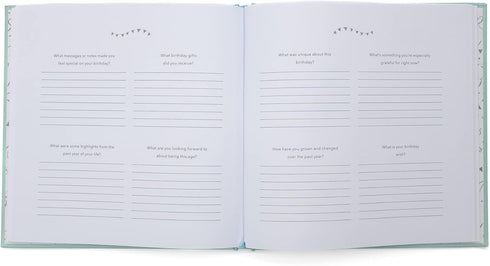 Promptly Journals My Birthday Memories: A 20-Year Keepsake Journal (Powdered Blue, Leatherette) | Birthday Gifts for