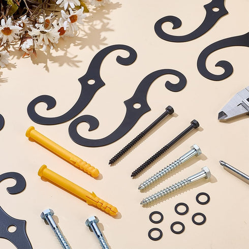 6 Set 16 5.5cm/6.3 2.2inch FREEBLOSS S Style Shutter Dogs Hardware Decorative Shutter Dog Holders Clips Black Exterior