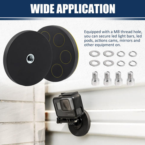 D66 2Pack Rubber Coated Magnets, Neodymium Magnet Base Mount with Rubber Coating Anti Scratch Magnetic Base with Female
